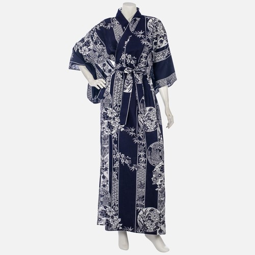 Navy and white floral - white, japanese