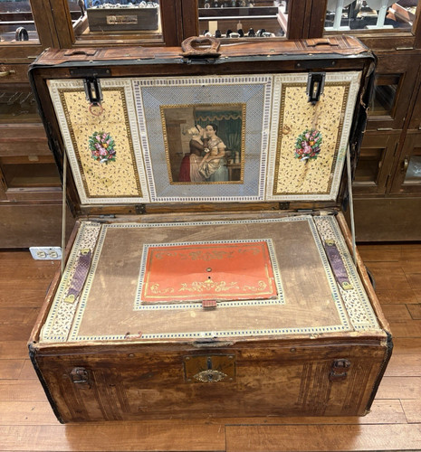 Antique steamer trunk orig - steamer,