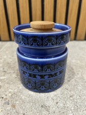 Super Rare BLUE Hornsea Scroll Thyme Pot w/Lid John Clappison - Unusual Shape