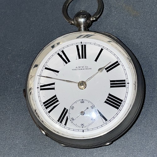 Silver waltham pocket watch - silver,