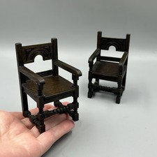 Dolls House 1/12 pair of Tudor style chairs artisan W Barrow