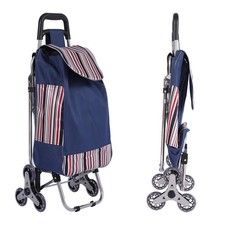 Shopping Cart Trolley With Folding Seat Travel Outdoor Steel Zip Bag Pockets