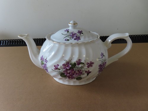 Vintage teapot violets pattern - teapot,