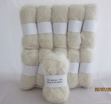 Mohair Wool Yarn 50g Ball White 78% Mohair Double Knitting (2NM)