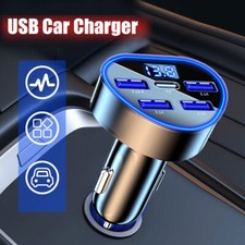 Black 3.1A USB Car Charger Adapter LED Display PD Type C Phone Charger In Car