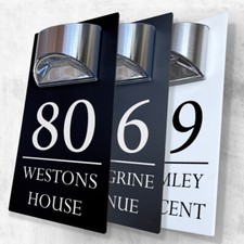 House Number Plaques Personalised House Signs Extra Bright LED Solar Light Door