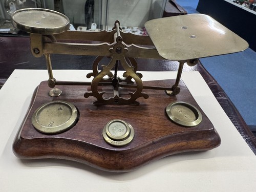Antique postal scales brass - scales,