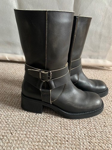 Mango biker leather boots with - mango,