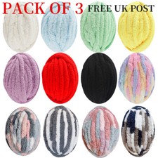 3X250g Thick Super Chunky Yarn Bulky Chenille Soft Hand Arm Knitting Wool UK