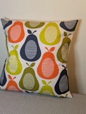 Orla Kiely Scribble Pear multi coloured blue cushion cover 16" x 16" handmade