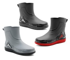 Mens Short Ankle Boot Wellies Waterproof Mid Calf Slip On Rain Snow Wellingtons