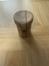 4xHip Flask White Metal Stirrup Cups with Leather Case