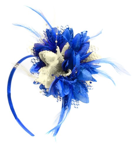 Flower feather hair fascinator - feather,