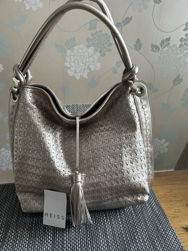 Reiss metallic leather bag - metallic,