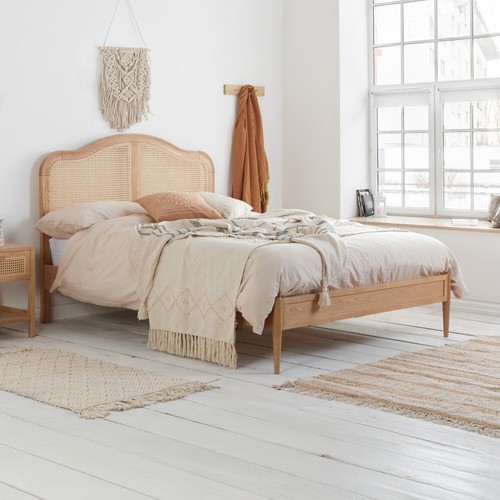 Rattan oak bed - rattan, leonie