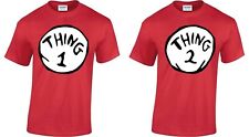 Thing One 1 And Thing Two 2 T-Shirt Couples Funny Costume Twins Fancy Dress Top