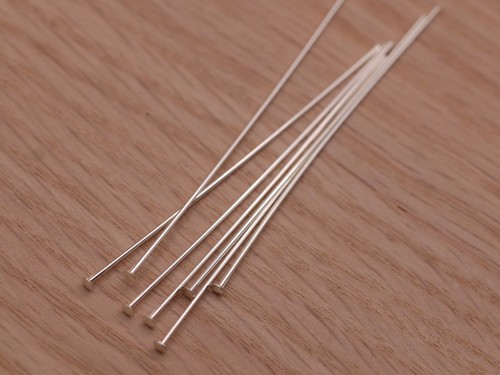 Sterling silver flat head pins - sterling,