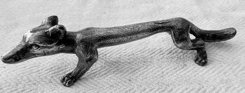 Antique polished pewter fox - polished,