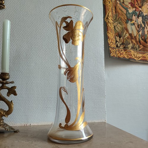Large art nouveau gold enamel - gold,