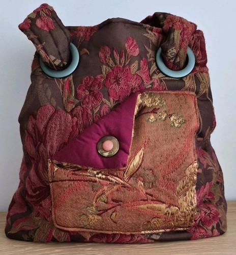 Tapestry fabric handbag - fabric, floral