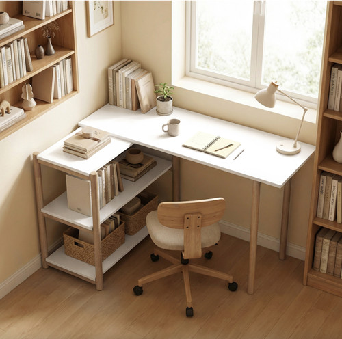 Corner computer desk wooden - wooden, pc