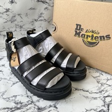 DR MARTENS Black Brando Blaire Leather Strap Sandals SIZE UK4 EU37 NEW Authentic