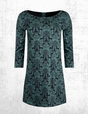 Women's Weird Fish Jersey Tunic Organic Cotton Sparkle Festive Reindeer Blue