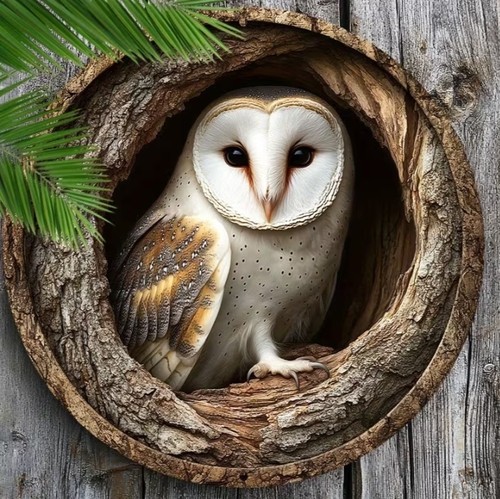 Lovely barn owl - 2d, metal