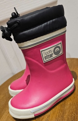 Spotty otter kids pink wellies - pink,