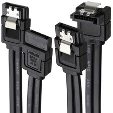 ASUS Locking SATA Cables 6Gbps Serial Hard Drive 40cm DATA Leads [2 Pack] Black