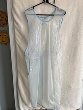 USA Made White PVC Apron With Blue Binding Rear Fastening ABDL Fetish