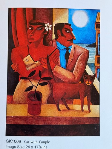 Cat with couple - couple, print