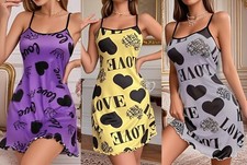 Women’s Satin Silky Strappy Nightdress Ladies Nightie Sleepwear Pajamas Robe S L