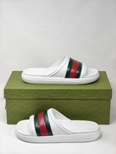 Gucci Web Slide Sandal White Red Green Sandals UK 11 US 11.5 70G