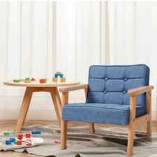Kids Wooden Armchair Linen