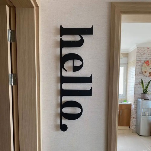 Hello words metal wall - words,