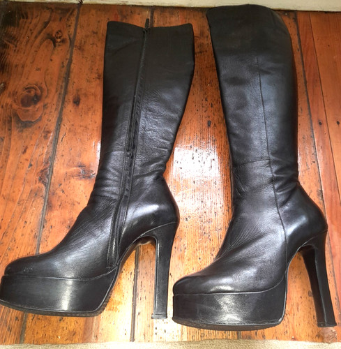 Black leather womens high heel - womens,
