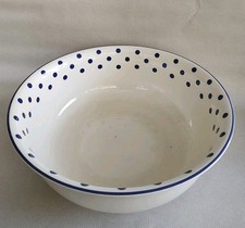 Poole Pottery Cobalt Blue Polka Dot Large Serving Pasta Bowl  Condition Issues