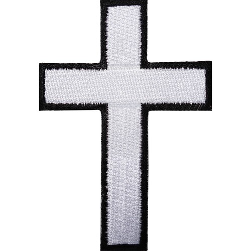 White cross embroidered iron - iron, /
