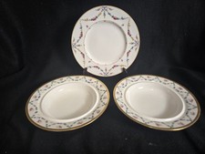 Minton 2 Muffin Bowls Gold Encrusted Rim No Lids & 1 Luncheon Plate Rose Swags