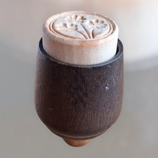 Vintage Mini Butter Mold Cookie Press Carved Wooden 4 Leaf Clover 🍀 Design EUC