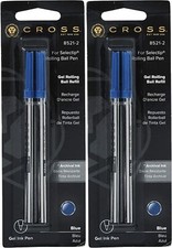 Cross 8521-2 Lot of 2 Packs of 2 Blue Pen Refills for Selectip Gel Rolling Ball