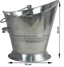 Waterloo Coal Bucket Fireplace Silver Round Coal Scuttle Bucket Hod 37cm