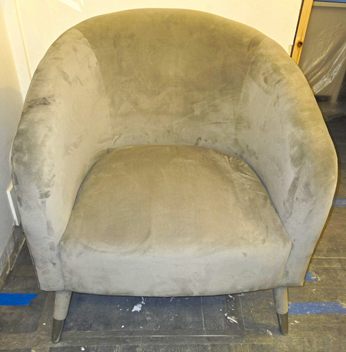Grey upholstered tub accent - tub,