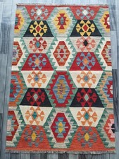 Chalk Handmade Afghan/Turkish Kilim Rug, Aztec Wool Area Rug size 153x105 CM