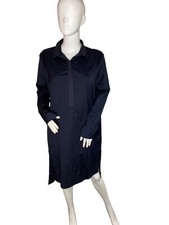 COS Womens Collared Dress Size 10 Hi Low Hem Long Sleeve Navy Blue Pockets