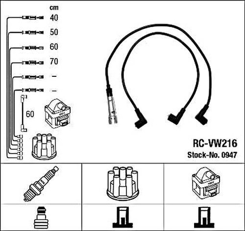 Black ignition cable kit ngk - black,