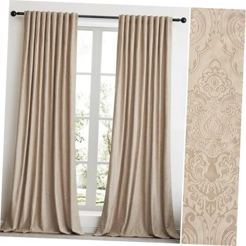 Champagne velvet curtains - velvet, 90"