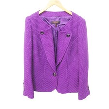 ESCADA Tweed Jacket Outer Coat 44 L-XL Large Purple Women's
