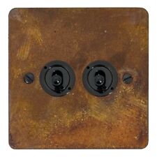 G&H FRT382-FBK Flat Plate Rust 2 Gang 1 or 2 Way Toggle Light Switch